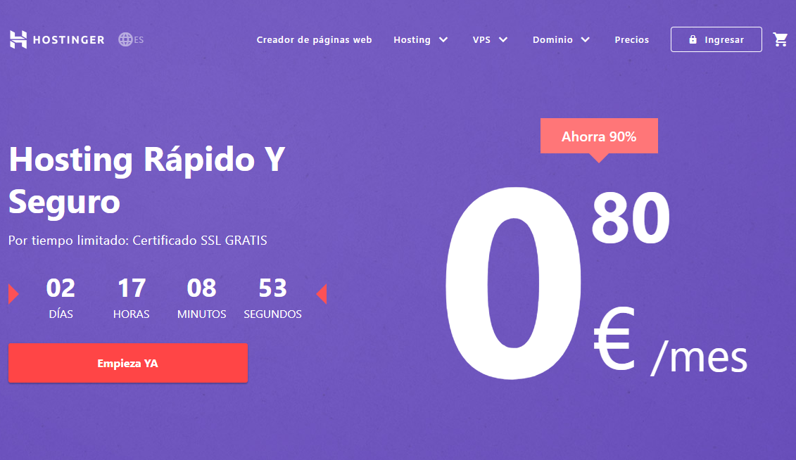 Alojamiento de sitios web de Hostinger